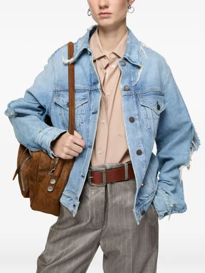 Acne Studios Lapel Long-sleeved Denim Jacket In Blue
