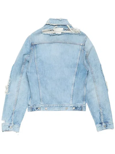 Acne Studios Lapel Long-sleeved Denim Jacket In Blue