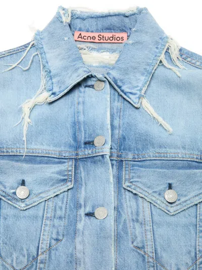 Acne Studios Lapel Long-sleeved Denim Jacket In Blue