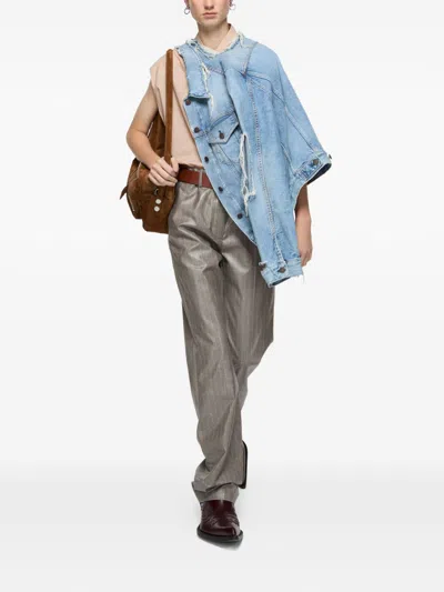 Acne Studios Lapel Long-sleeved Denim Jacket In Blue