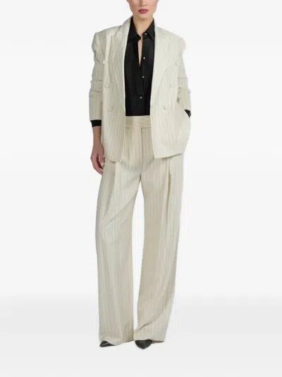 The Sei Pinstriped Double-breasted Blazer In White
