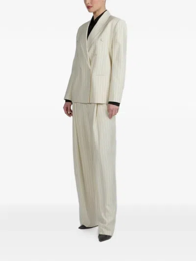 The Sei Pinstriped Double-breasted Blazer In White