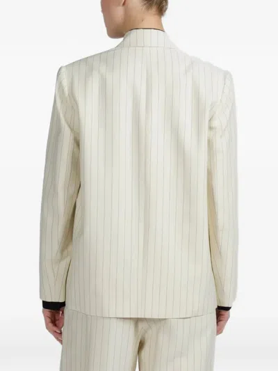 The Sei Pinstriped Double-breasted Blazer In White