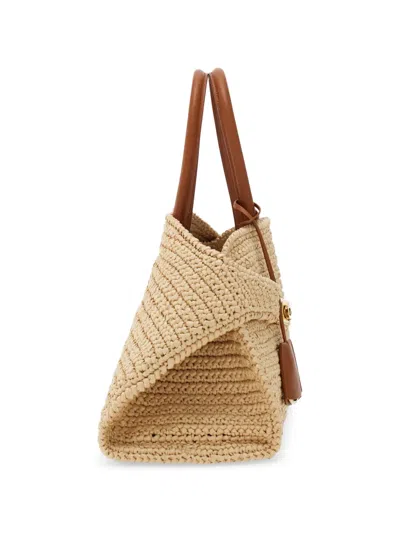 Ferragamo Medium Raffia Hug Handbag In Brown