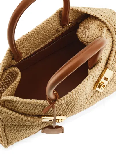 Ferragamo Medium Raffia Hug Handbag In Brown