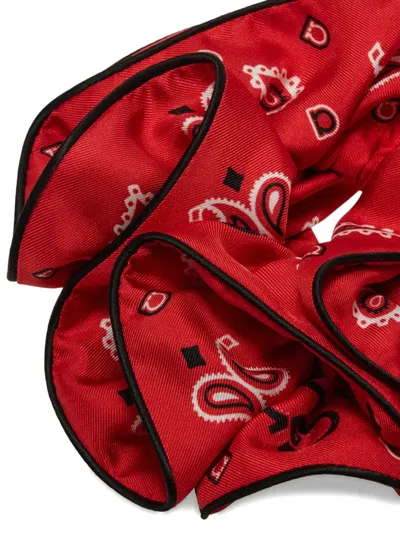 Ferragamo Arabesque Print Silk Scrunchie In Red