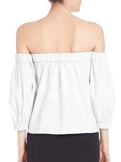 Shop Milly Off-the-shoulder Blouse In Sky