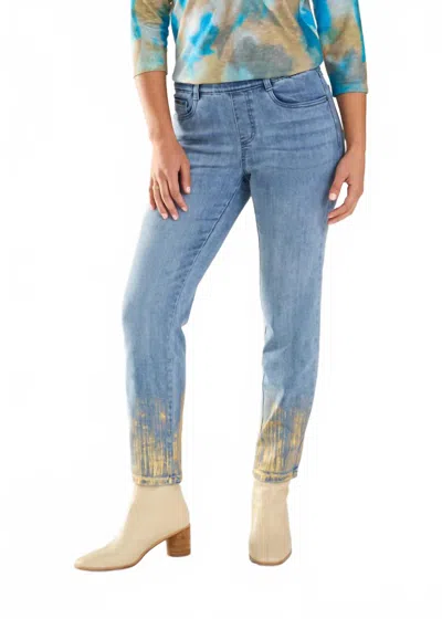 Fdj Portia Pull On Pencil Ankle Denim Jeans In Blue And Gold In Multi