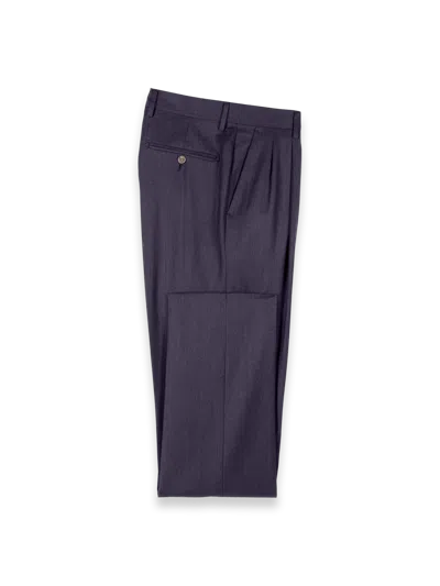 Paul Fredrick Wool Flannel Solid Flat Front Pants In Purple