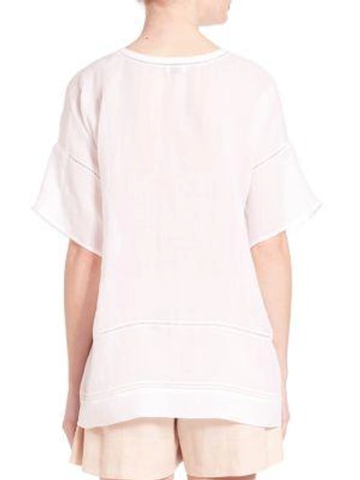 Shop Vince Lace Insert Tee In Optic White