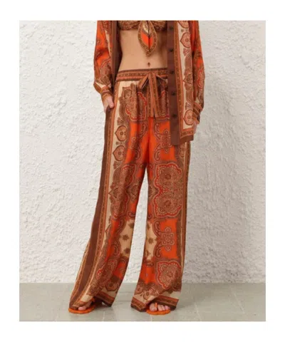 Zimmermann Womens Tangerine Paisley Mahon Relaxed Silk Trousers In Multi