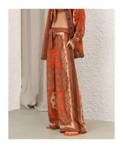 Zimmermann Womens Tangerine Paisley Mahon Relaxed Silk Trousers In Multi