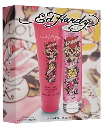 Ed Hardy Women's 3.4oz 2pc Set In Pink