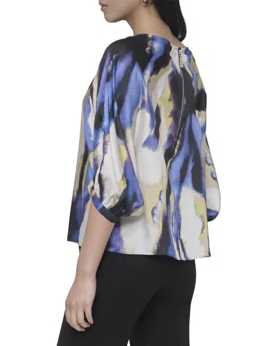 Dkny Printed Blouse In Blue