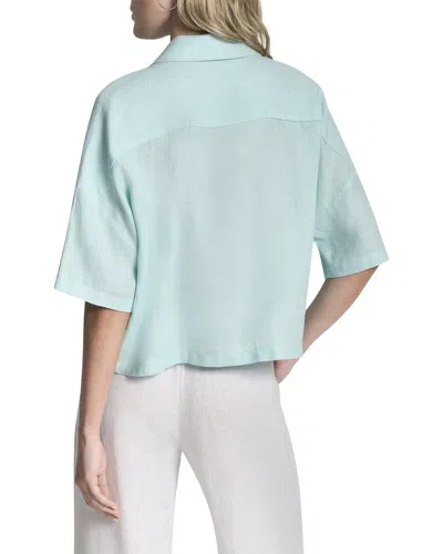 Dkny Collared Linen Blouse In Multi