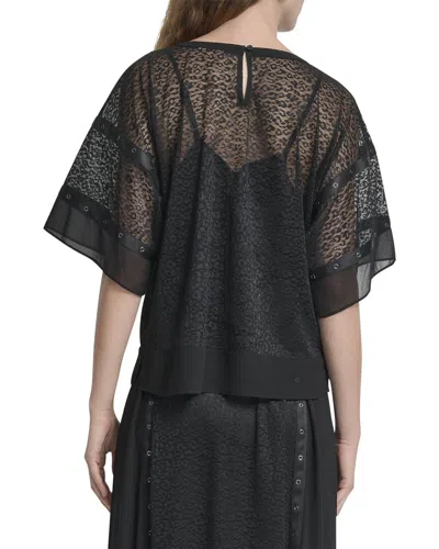Dkny Leopard Overlay Top In Multi
