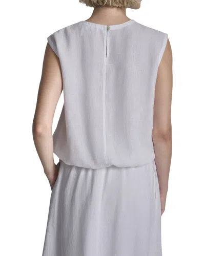 Dkny Drawstring Hem Linen Top In White