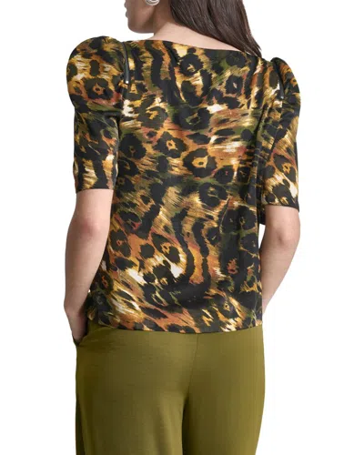 Dkny Asymmetrical Short Sleeve Top In Animal Print