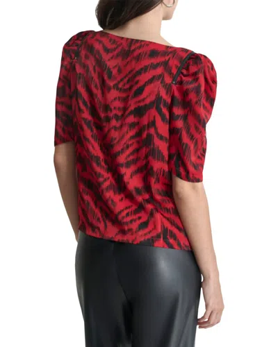 Dkny Asymmetrical Short Sleeve Top In Brown