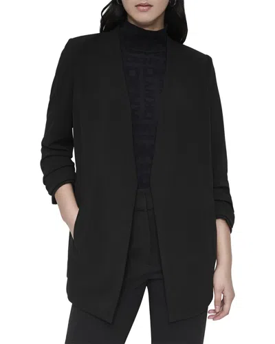 Dkny Open-front Jacket In Black