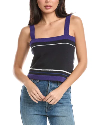 St John St. John Two Stripe Wool-blend Tank Top In Black