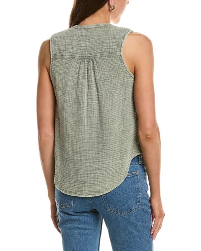 Splendid Ava Gauze Button Tank Top In Green