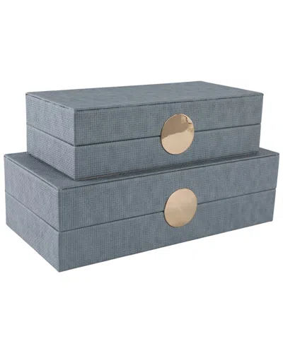 Sagebrook Home Set Of 2 Rectangular Boxes In Blue