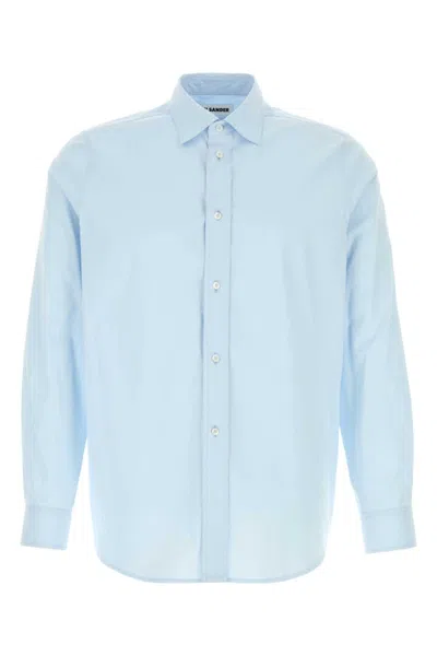 Jil Sander Concealed Button Shirt In Light Blue