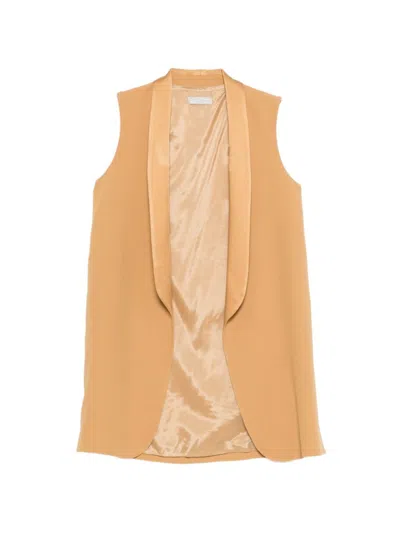 Antonelli Yellow Solid Sleeveless Jacket In Yellow