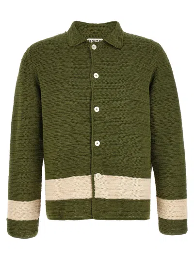 Bode Green Crochet Marsh Shirt In Green