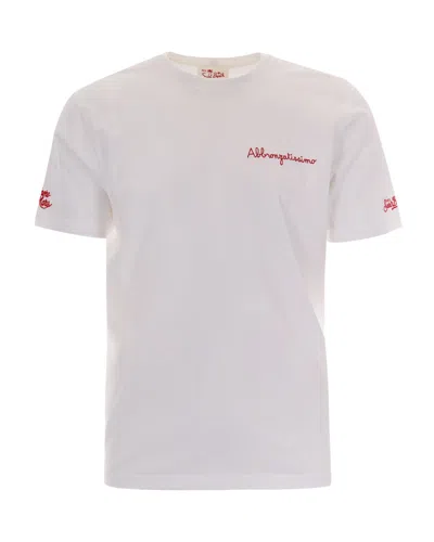 Mc2 Saint Barth Off White Solid Crew Neck T-shirt In Off White