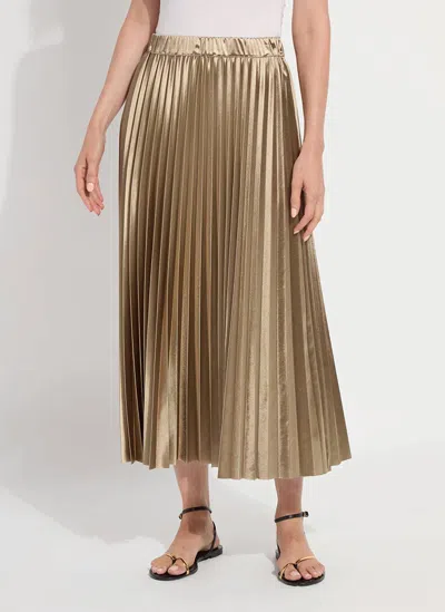 Lyssé Nina Pleated Midi Skirt In Celadon In Gold