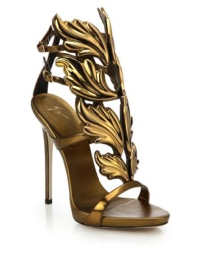 Giuseppe Zanotti Shooting Flame Leather Sandals In Bronze