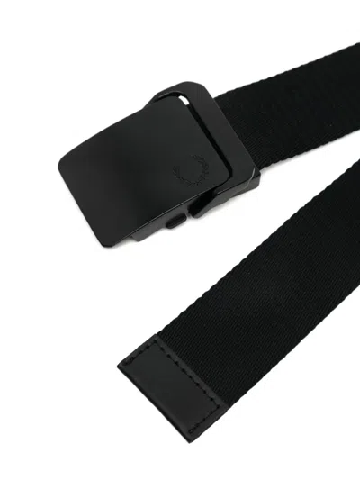 Fred Perry Logo-debossed Webbing Belt In Black