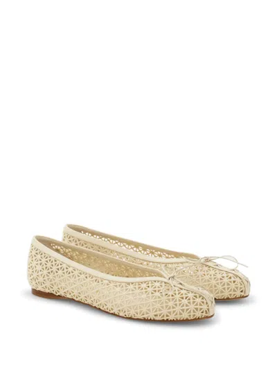 Ferragamo Lace Ballet Flat In Neutral