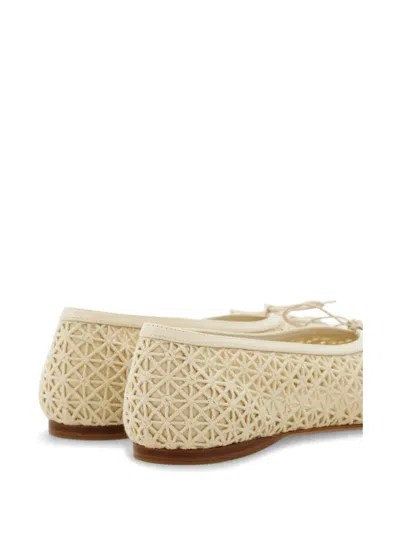 Ferragamo Lace Ballet Flat In Neutral
