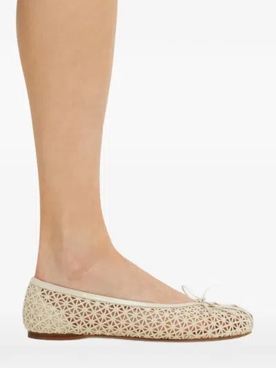 Ferragamo Lace Ballet Flat In Neutral
