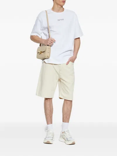 Samsoe & Samsoe Saeddie Logo-patch Denim Shorts In Neutral