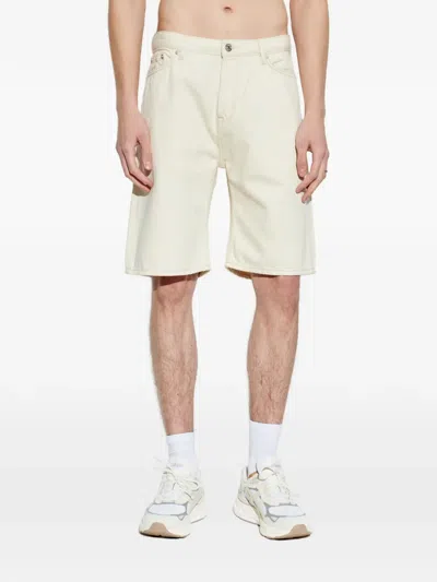 Samsoe & Samsoe Saeddie Logo-patch Denim Shorts In Neutral
