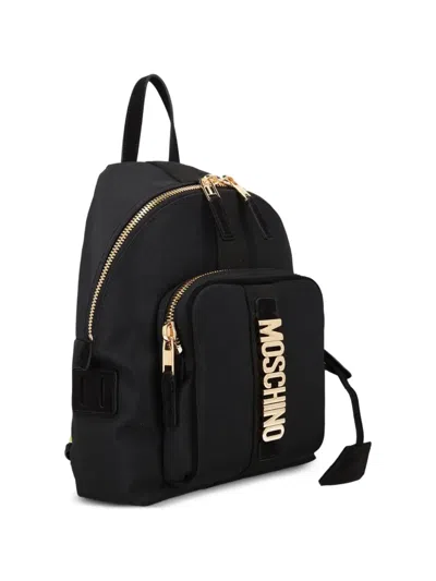 Moschino Logo-lettering Front-pocket Backpack In Black