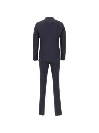 Corneliani Double-breasted Lapel-pin Suit In Blue