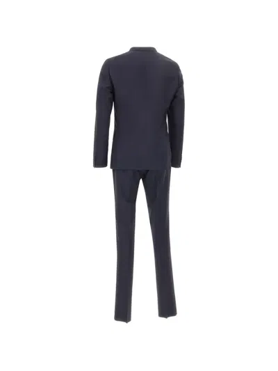 Corneliani Double-breasted Lapel-pin Suit In Blue