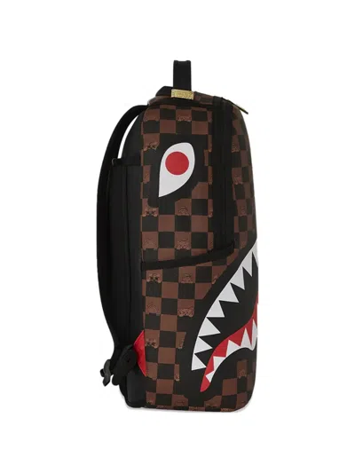 Sprayground Check-pattern Peeking Character Backpack In Brown