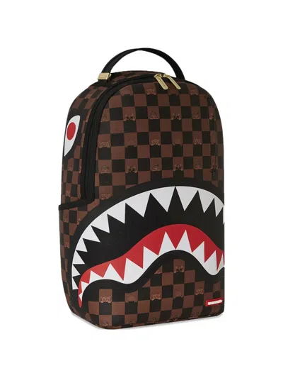 Sprayground Check-pattern Peeking Character Backpack In Brown
