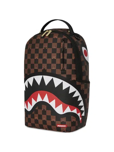 Sprayground Check-pattern Peeking Character Backpack In Brown