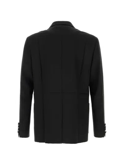 Valentino Tailored Double-breasted Polyester Blend Jacket In Black
