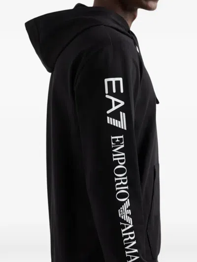 Ea7 Logo-print Drawstring Hoodie In Multi