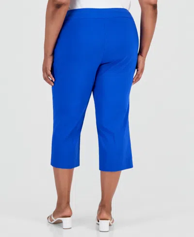 Jm Collection Plus Size Tummy Control Pull-on Capri Pants, Exclusively At Macy's In Blue