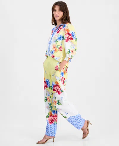 T Tahari Printed Pants In Multi
