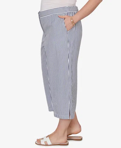 Ruby Rd. Plus Size Striped Seersucker Fly-front Capri Pants In Blue